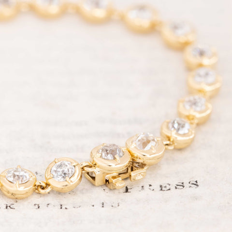 7.06ctw Old European & Old Mine Cut Diamond Compass Bezel Tennis Bracelet
