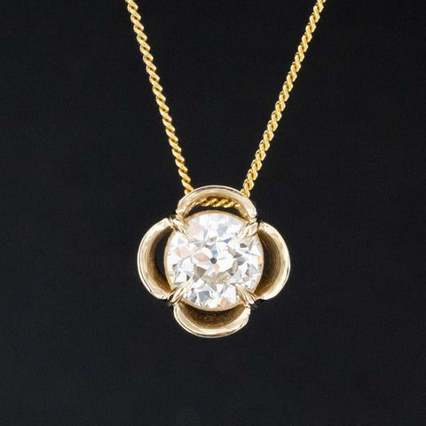 .70ct Old European Cut Diamond Clover Pendant