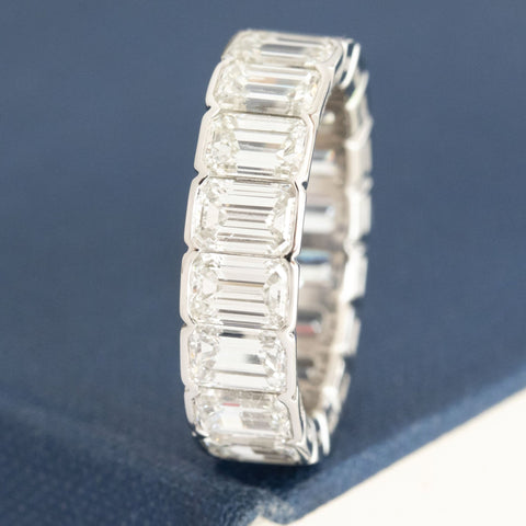 7.19ctw Emerald Cut Diamond Half-Bezel Eternity Band