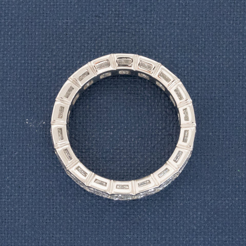 7.19ctw Emerald Cut Diamond Half-Bezel Eternity Band