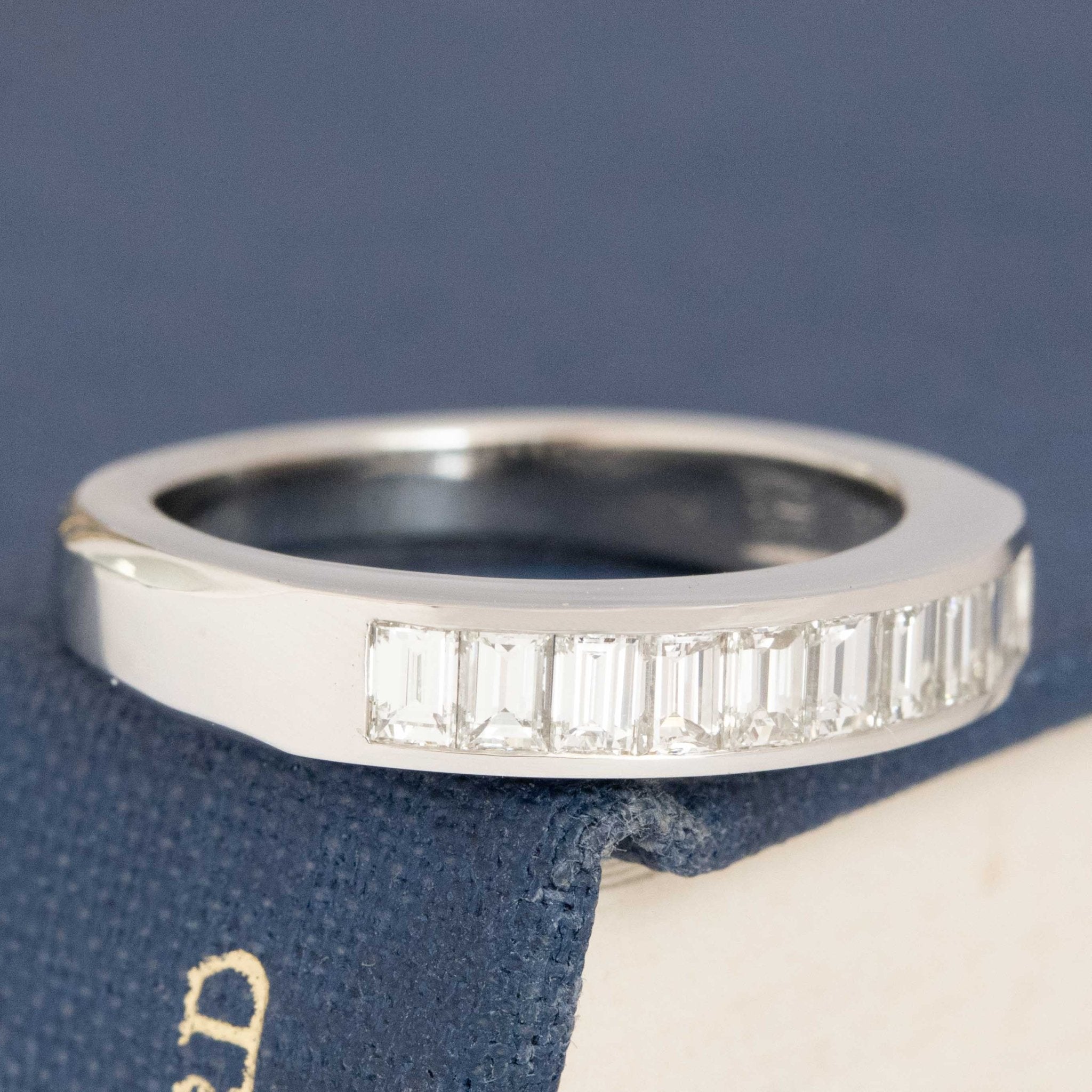 Historic style .71ctw Baguette Cut Diamond Channel Set Band wedding band with Baguette Cut Diamonds, unique heirloom in platinum