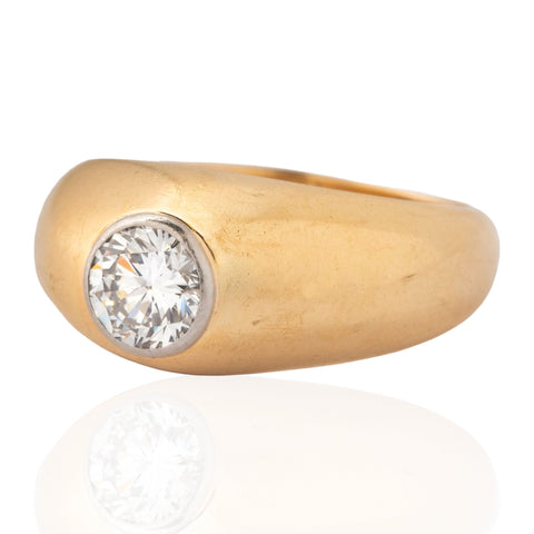 .74ct Round Brilliant Cut Diamond Bezel Solitaire, French