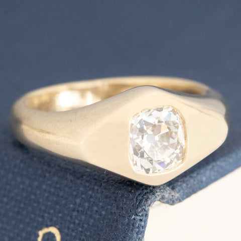 .76ct Old Mine Cut Diamond Signet Ring