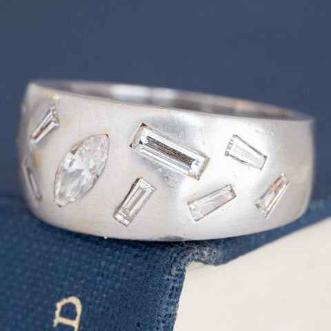 .77ctw Vintage Marquise & Baguette Mixed Cut Diamond Band
