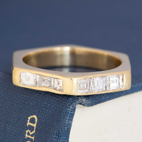.78ctw Vintage Carre Cut Diamond Hexagonal Shank Band
