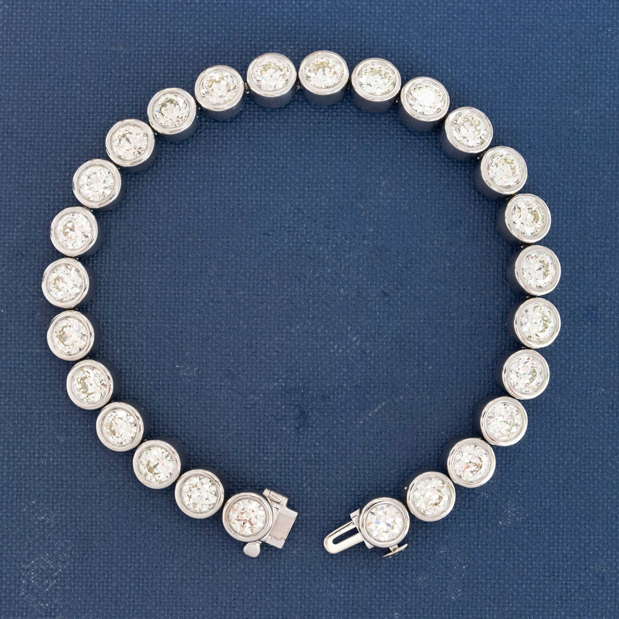bezel tennis bracelet, Old European diamonds 8.01ctw