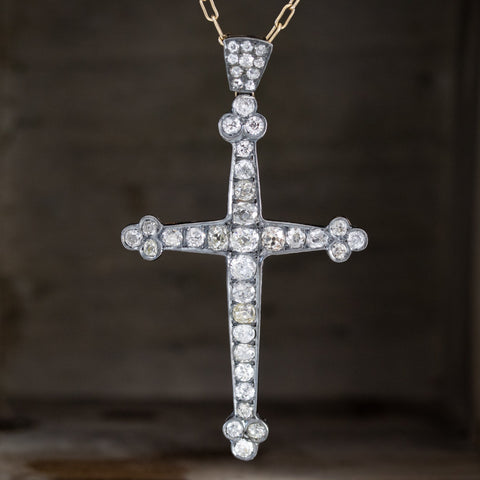 8.05ctw Antique Victorian Diamond Cross Pendant