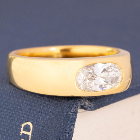 .81ct Elongated Cushion Cut Diamond Chunky Bezel Ring