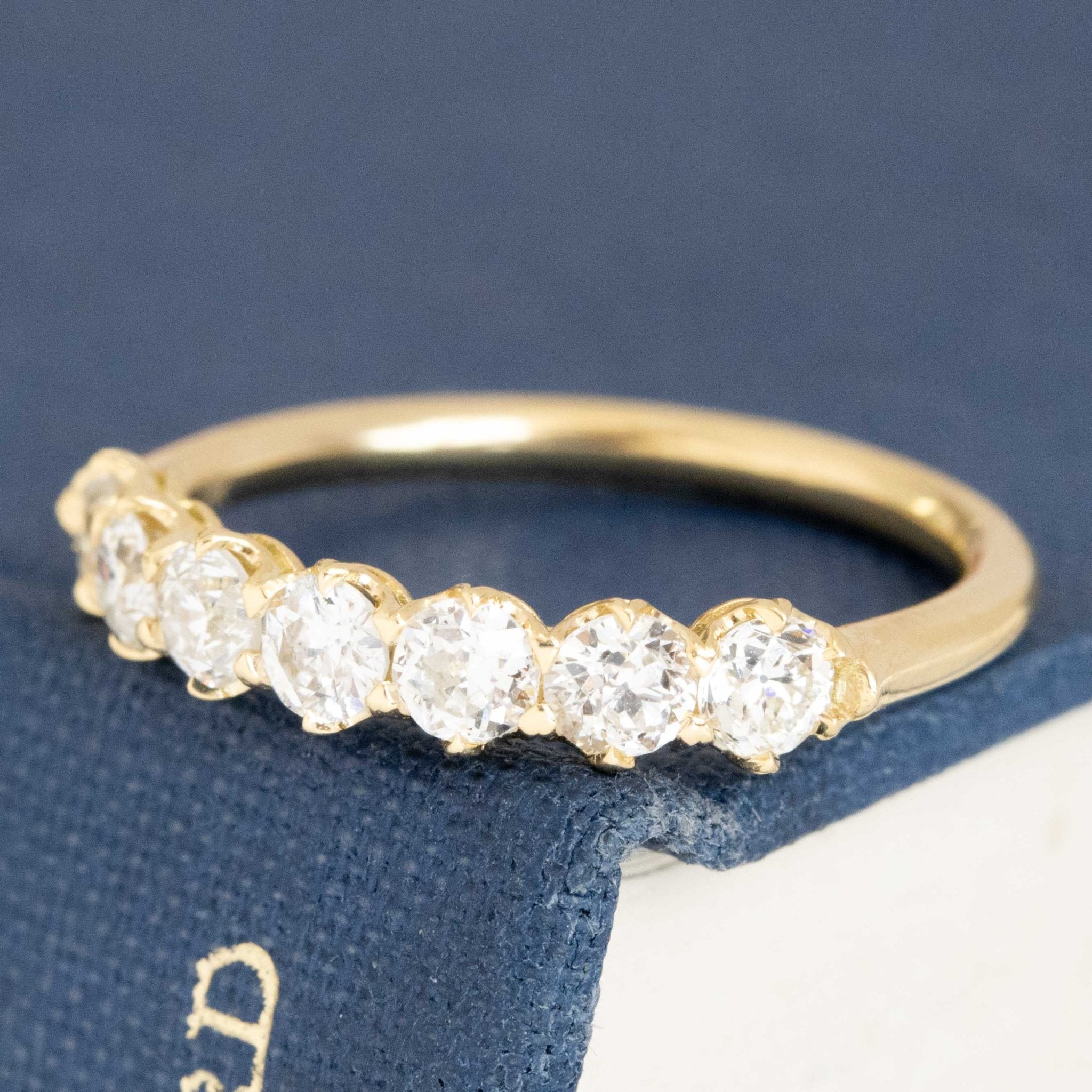 Antique lovers’ .81ctw Old European Cut Diamond Half-Hoop Band in yellow gold, featuring rare Earth-mined Old European Cut Diamonds