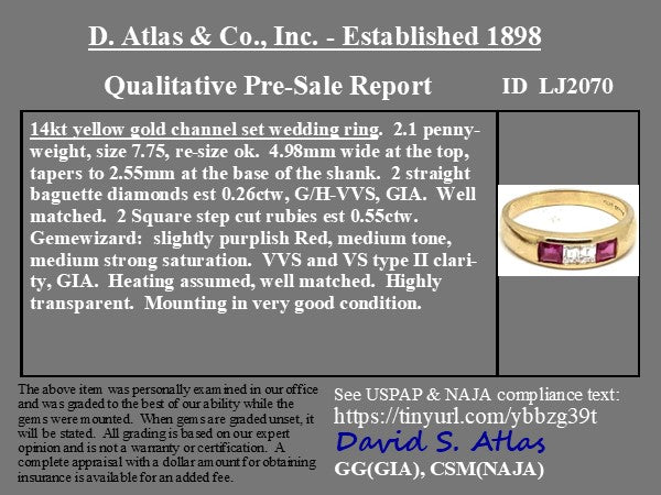 .81CTW RUBY & DIAMOND BAND, 14KT YELLOW GOLD