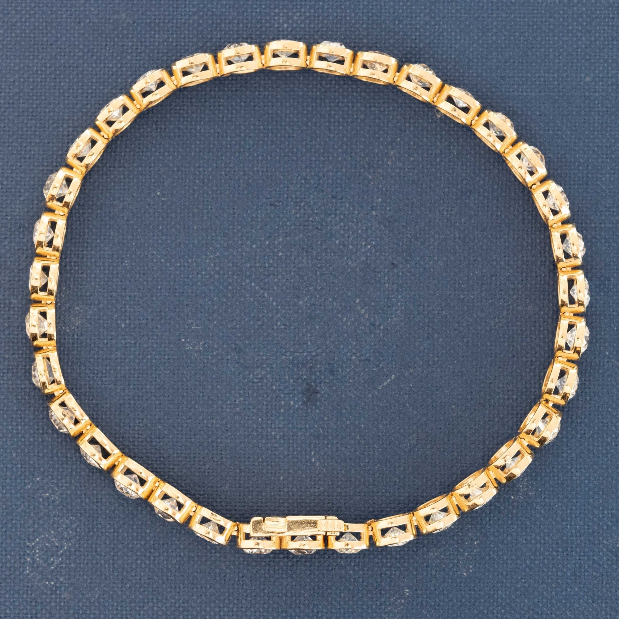 Old European cut diamond bracelet in bezel setting