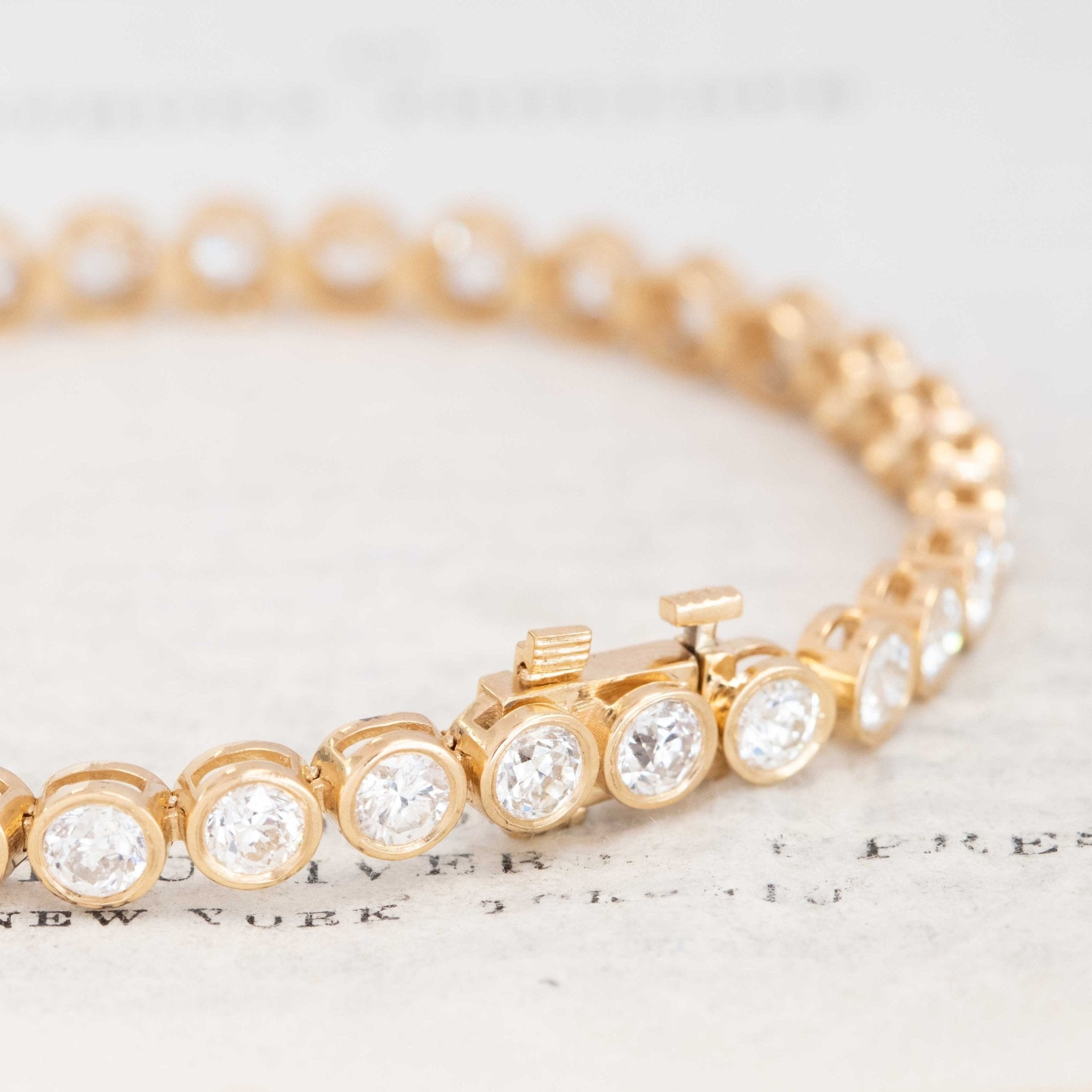 8.25 ctw old European cut diamond bezel tennis bracelet