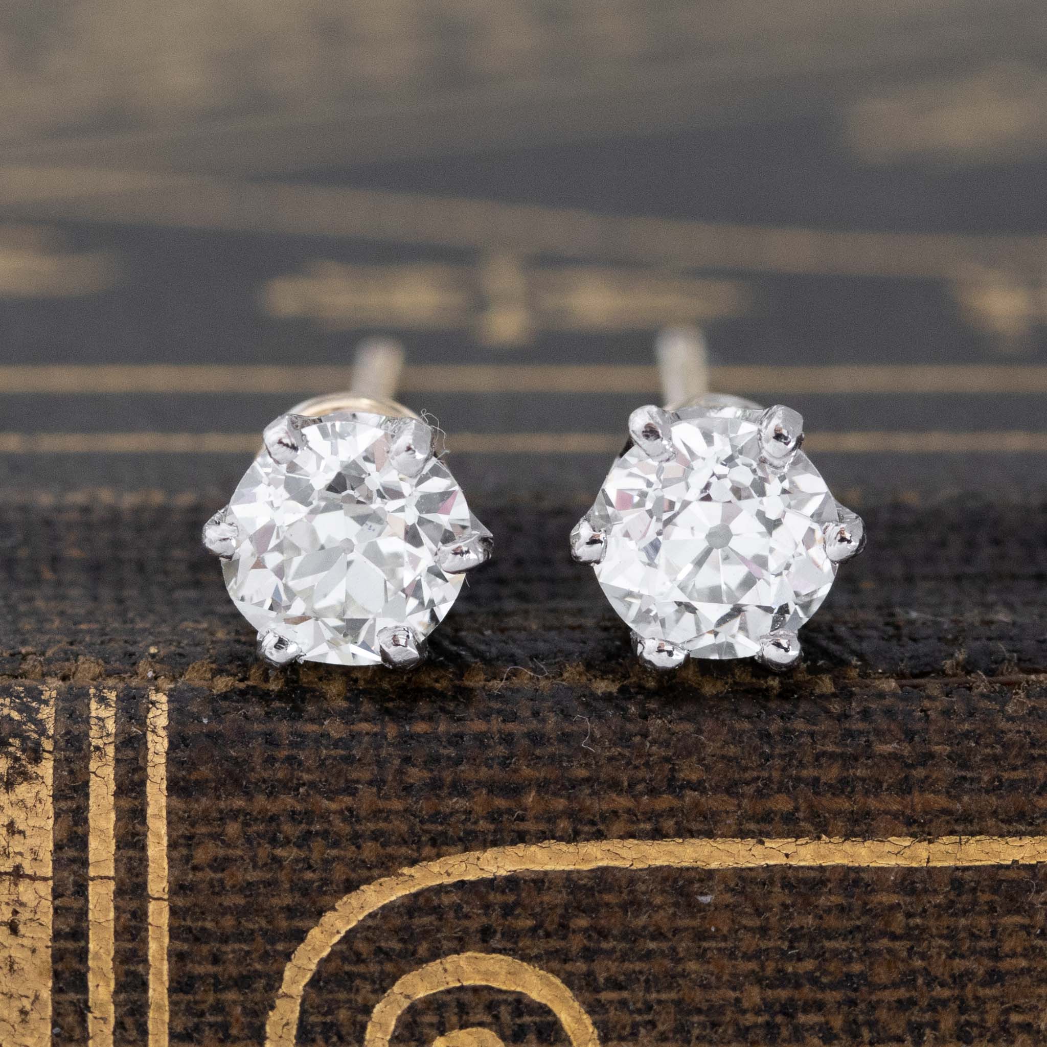 Old European Cut Diamond Stud Earrings - Main Image