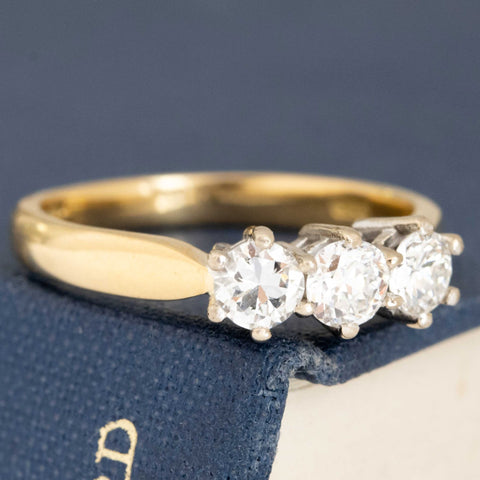 .84ctw Antique Old European Cut Diamond Trilogy Ring, English