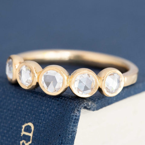 .85ctw Rose Cut Diamond 5-Stone Bezel Band
