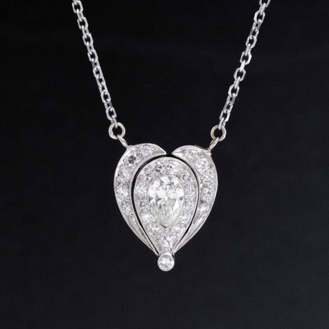 .85ctw Vintage Pear Cut Diamond Cluster Convertible Pendant