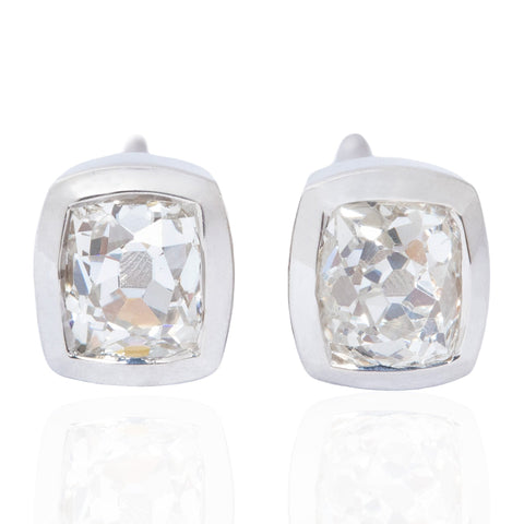 .88ctw Old Mine Cut Diamond Bezel Stud Earrings
