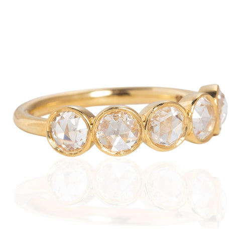 .88ctw Rose Cut Diamond Bezel 5-Stone Band