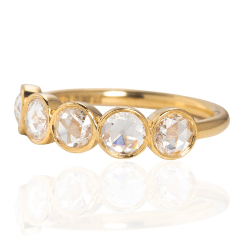 .88ctw Rose Cut Diamond Bezel 5-Stone Band