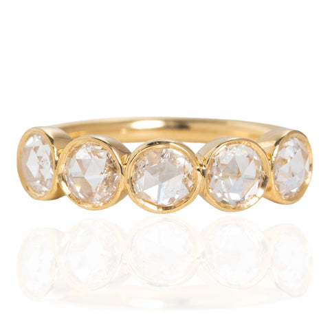 .88ctw Rose Cut Diamond Bezel 5-Stone Band