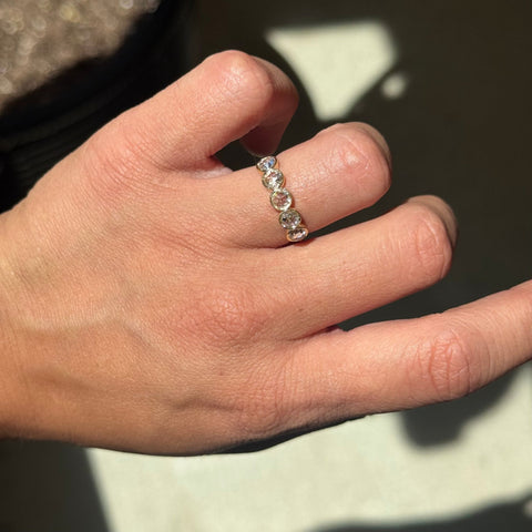 .89ctw Rose Cut Diamond Bezel 5-Stone Band