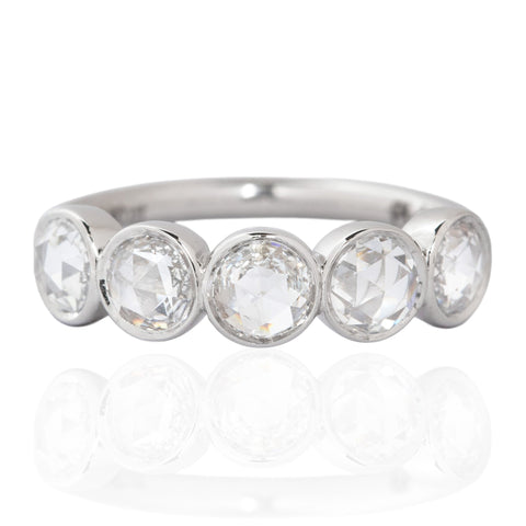 .90ctw Round Rose Cut Diamond 5-Stone Bezel Band