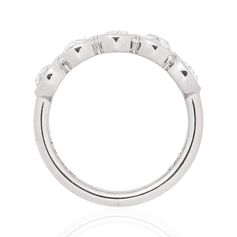 .90ctw Round Rose Cut Diamond 5-Stone Bezel Band