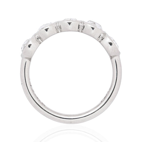 .90ctw Round Rose Cut Diamond 5-Stone Bezel Band