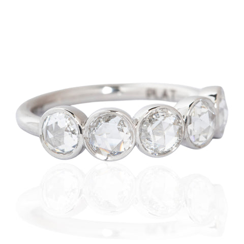 .90ctw Round Rose Cut Diamond 5-Stone Bezel Band