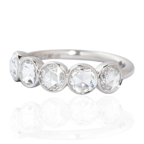 .90ctw Round Rose Cut Diamond 5-Stone Bezel Band