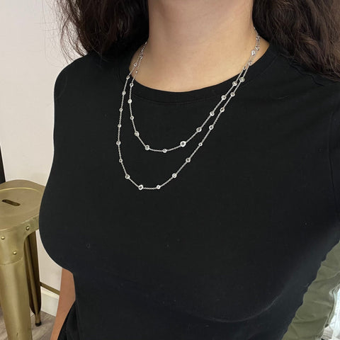 9.11ctw Antique Rose Cut Diamonds-by-the-Yard Long Chain Necklace