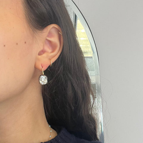 9.16ctw Antique Old Mine Cut Diamond Collet Earrings