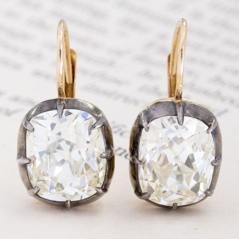9.16ctw Antique Old Mine Cut Diamond Collet Earrings