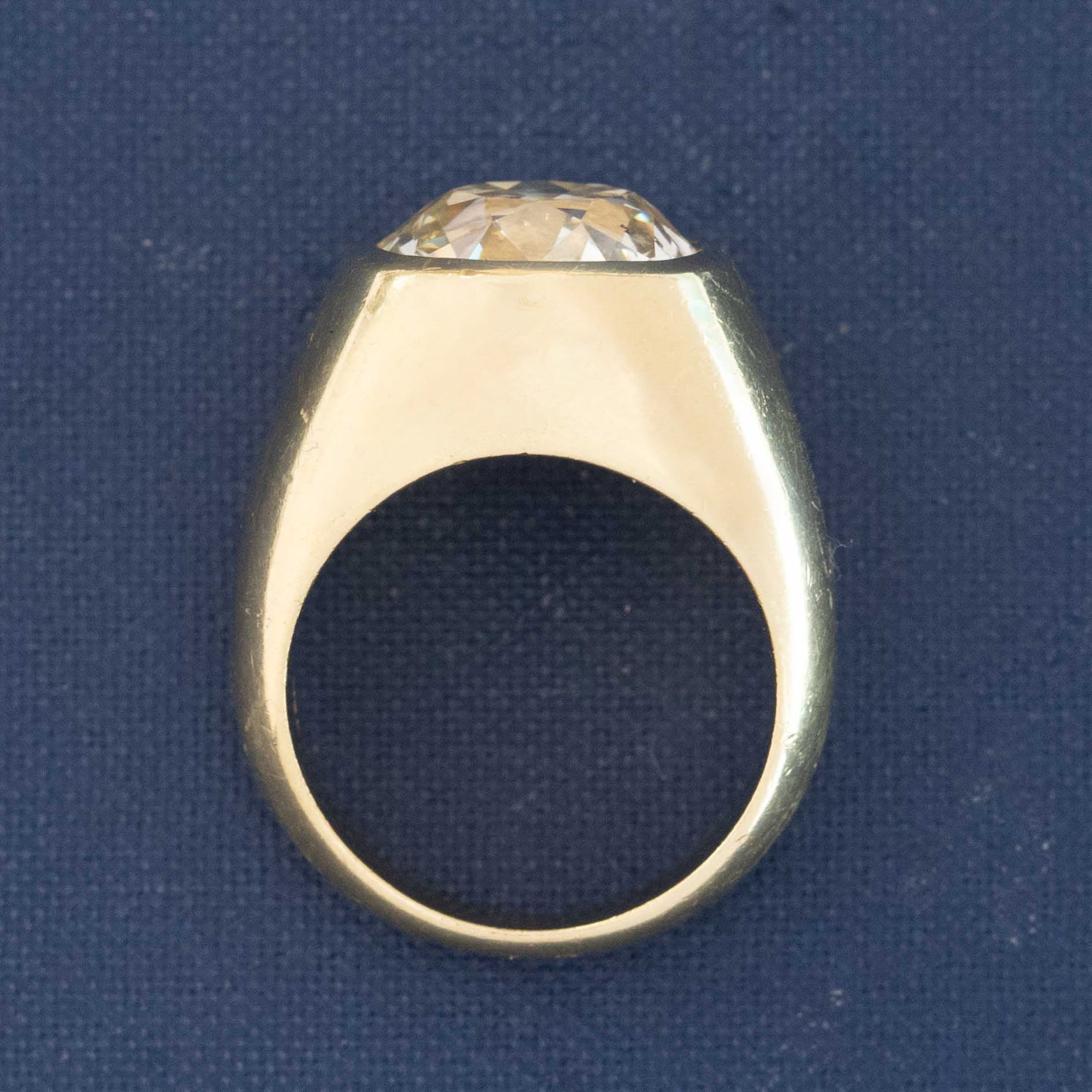 Rare 9.33ct Old Mine Cut diamond gypsy ring in yellow gold, bold antique diamond jewelry by Jewels by Grace"
