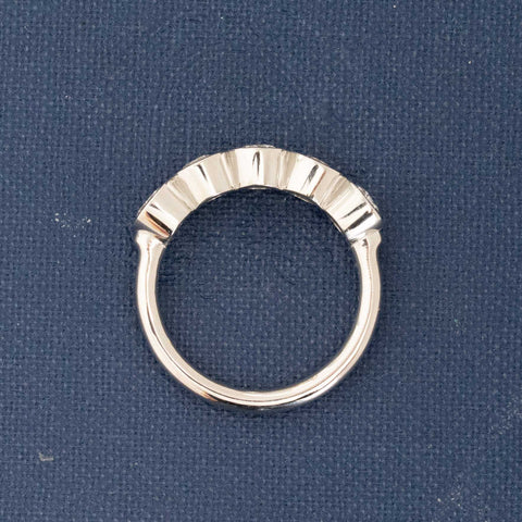 Side view of .93ctw Old European Cut Diamond 5-Stone Bezel Band, natural Earth-mined Old European Cut Diamonds in platinum