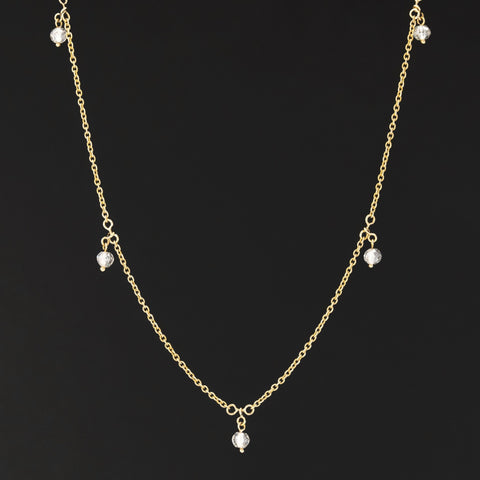 .93ctw Round Briolette Cut Diamond Drop Station Necklace