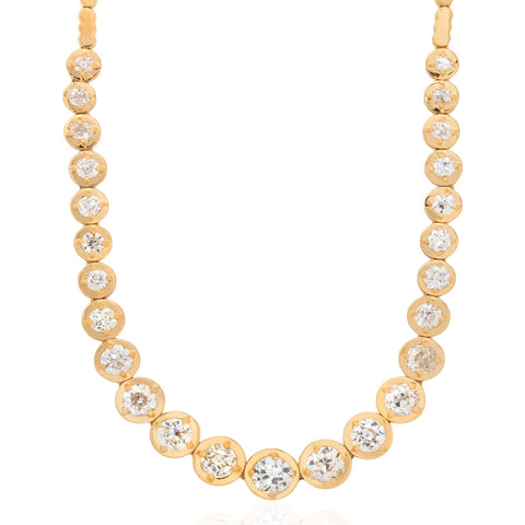 9.47ctw Old European Cut Diamond Riviere Necklace