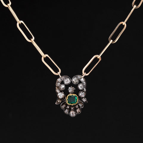 .94ctw Antique Diamond & Emerald Conversion Pendant