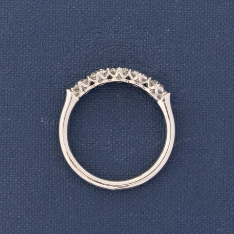Side view of .94ctw Petite Old European Cut Diamond 5-Stone Band, natural Earth-mined Old European Cut Diamonds in platinum