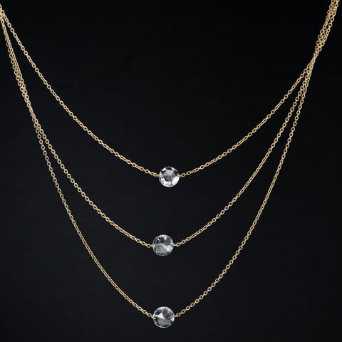 .94ctw Round Rose Cut Diamond Triple Row Necklace