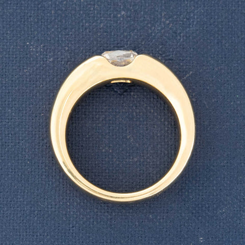 .95ct Elongated Old Mine Cut Diamond Flush Set Ring, GIA F VS2