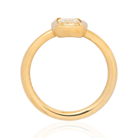 .95ct Light Yellow Emerald Cut Diamond Bezel Solitaire, GIA
