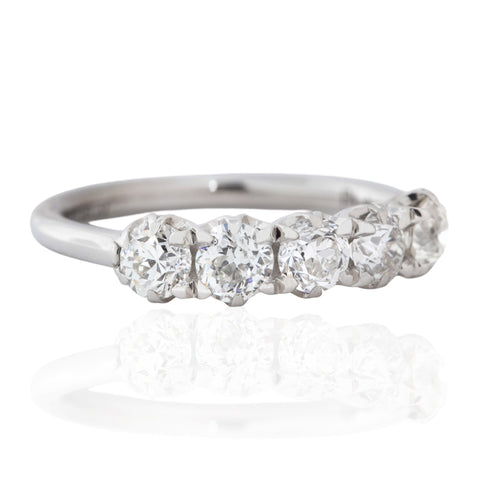.96ctw Petite Old European Cut Diamond 5-Stone Band