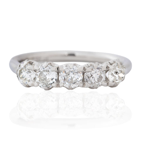 .96ctw Petite Old European Cut Diamond 5-Stone Band