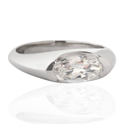 .97ct Oval Cut Diamond Half-Bezel Solitaire, GIA