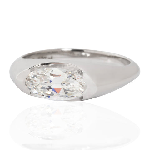 .97ct Oval Cut Diamond Half-Bezel Solitaire, GIA