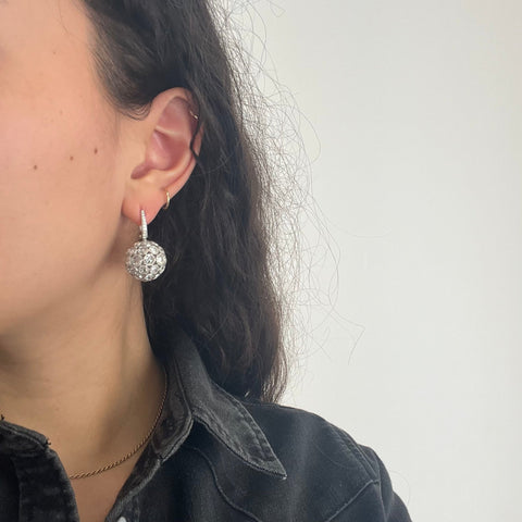 9.84ctw Rose Cut Diamond Disco Ball Earrings