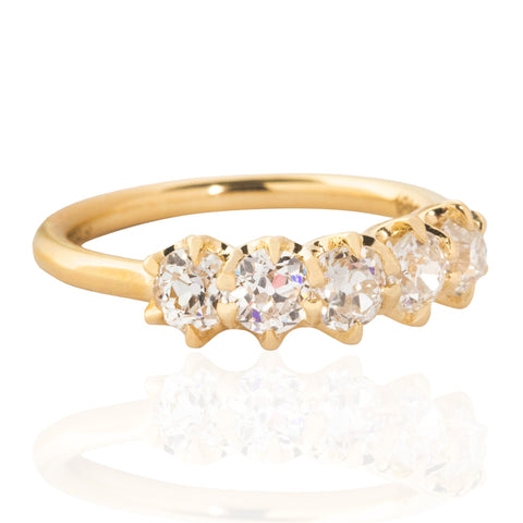 .99ctw Old Mine Cut Diamond 5-Stone Band