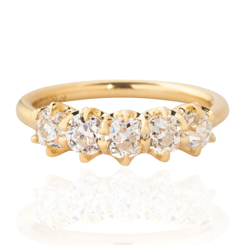 .99ctw Old Mine Cut Diamond 5-Stone Band