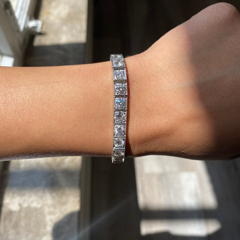 10.00ctw Vintage Round Cut Diamond Block Bracelet